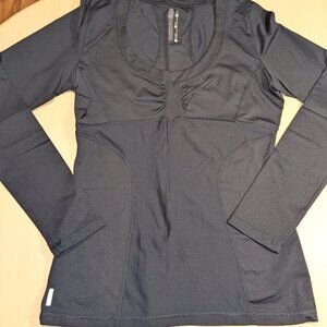 Soybu, Black Long Sleeve Athletic Performance Top – Ruched Front – Size M/L